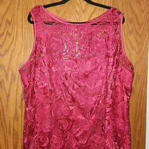 Adrianna Papell 20w formal lace quality lined sleeveless magenta dress